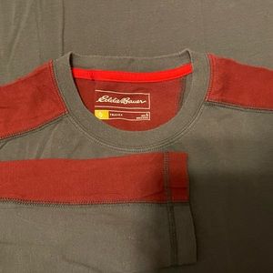 EDDIE BAUER TRAVEX LOOKOUT SPORT ACTIVEWEAR LONG SLEEVE GRAY STRIPED SHIRT SMALL